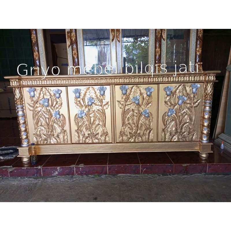 lemari meja tv jati ukir Jepara serbaguna