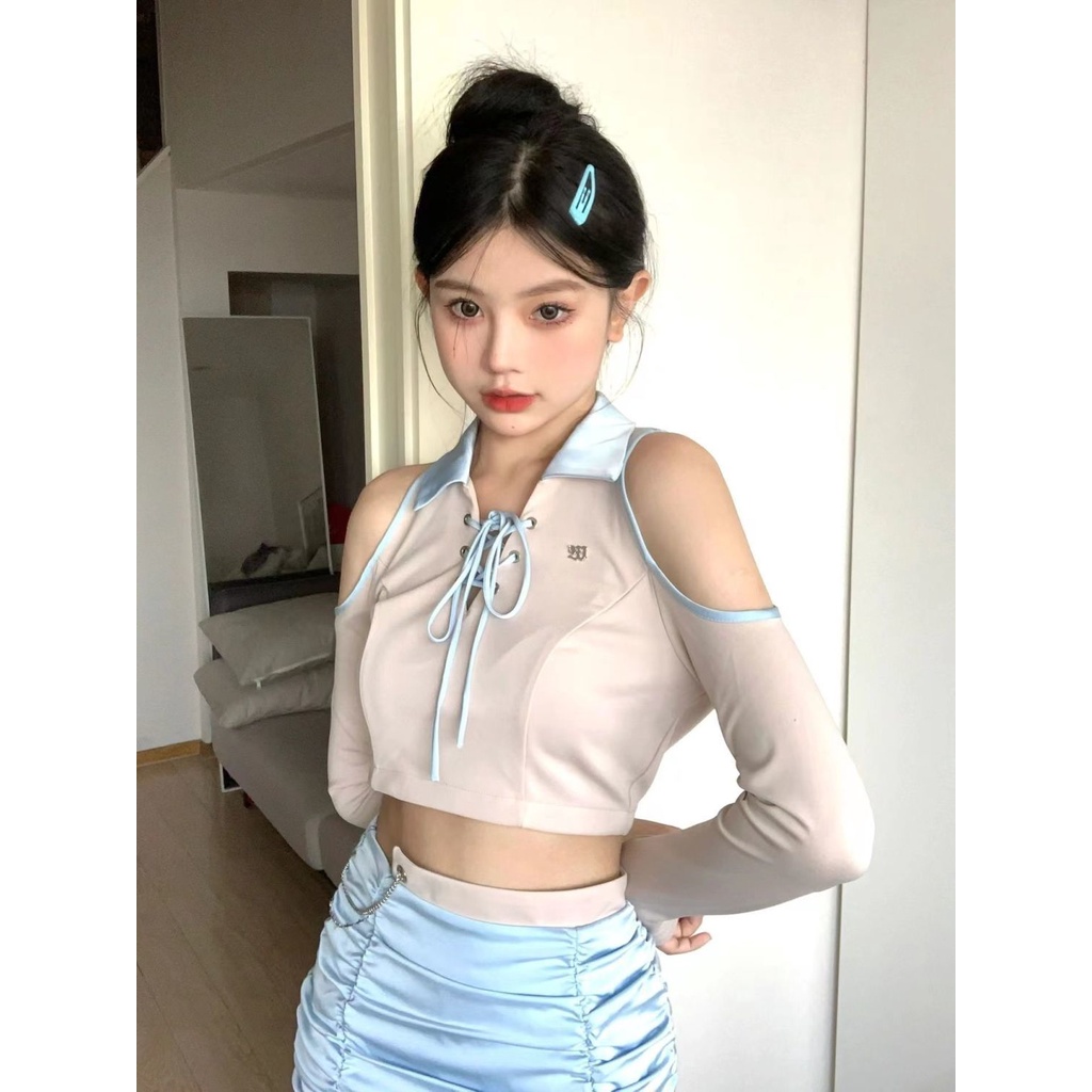 Red 2022 Musim Panas Baru Gadis Panas Tanpa Tali Keinginan Murni Kerah T-shirt Pendek Shirred Top Pendek Top In Tren Gaya