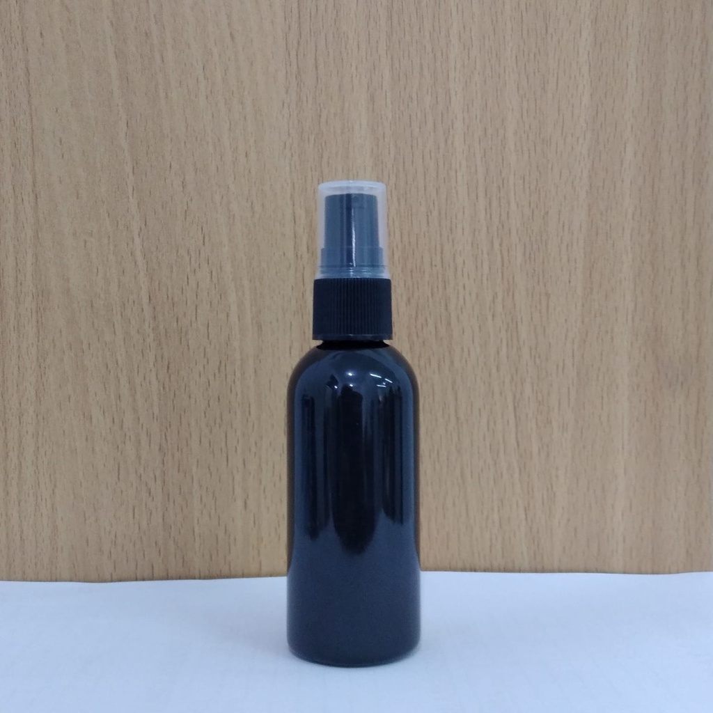 Botol Plastik PET 60ml BR Hitam Tutup Pump Treatment Half Cap