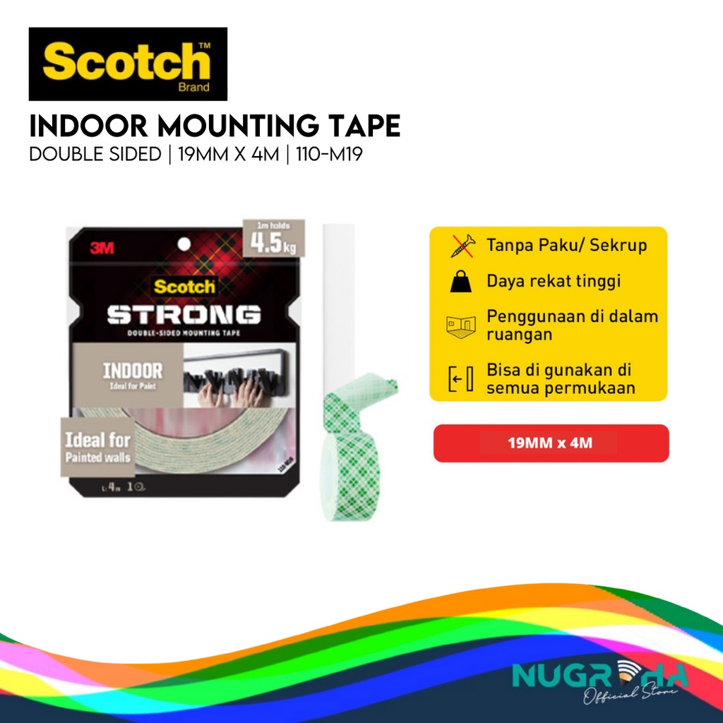 

3M SCOTCH STRONG Perekat Isolasi Indoor Mounting Tape 19mmX 4m 110-M19