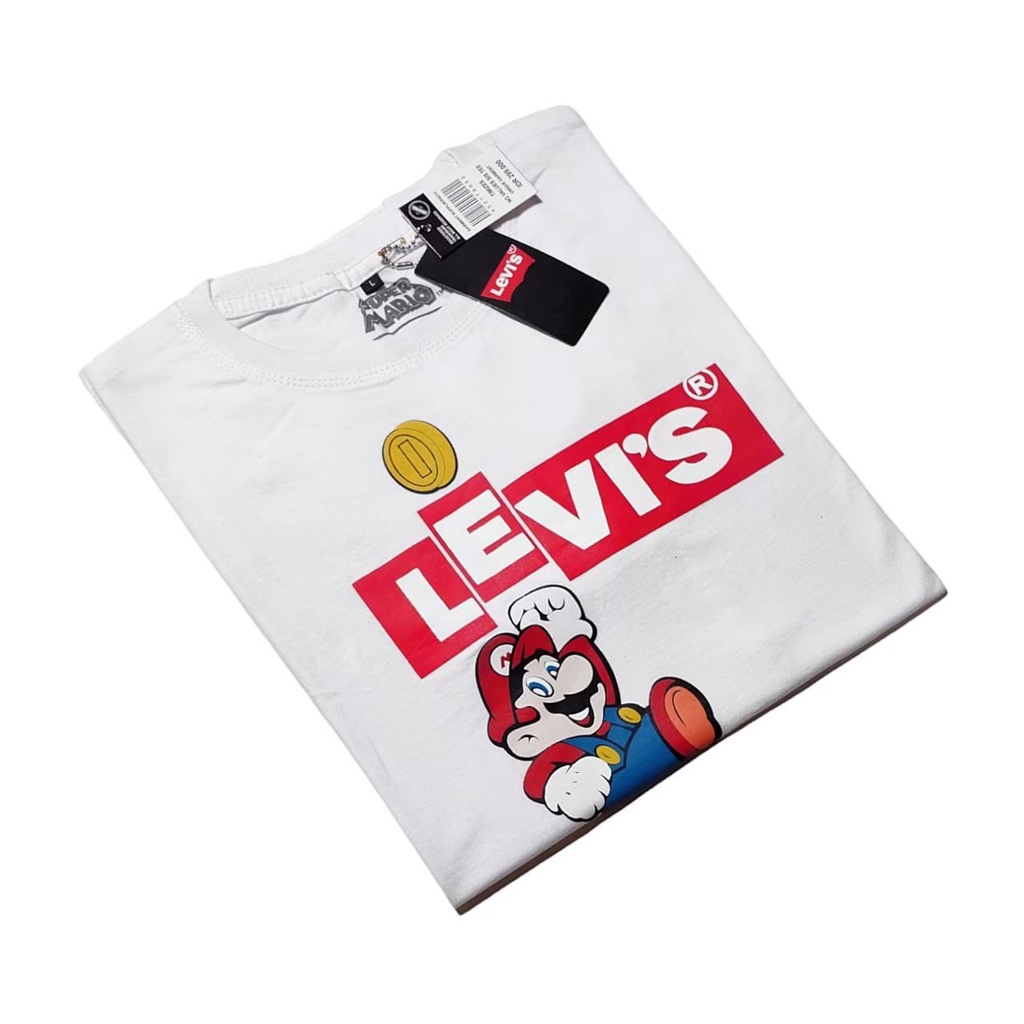 BAJU KAOS LEVIS X SUPER MARIO SABLON PREMIUM KATUN COMBED 24s