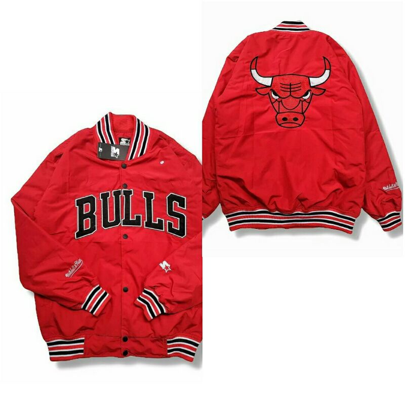 Bulls Varsity Jacket Heavyweight Satin Premium Vintage Unisex Jaket Varsity Chicago Bulls Mitchells Ness Tag &amp; Label