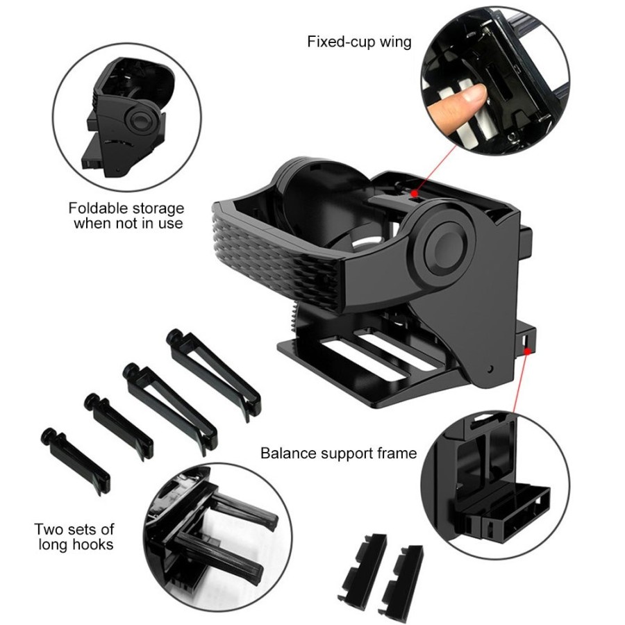 Carbon Cup Holder Lipat Tempat HP Minum Mobil Jepit AC Premium