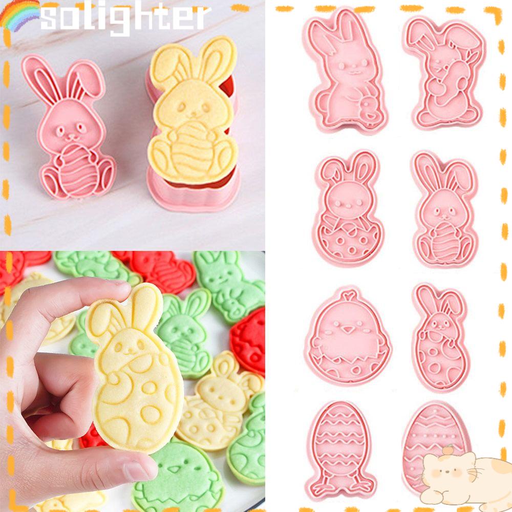 Solighter 8pcs/set 3D Kelinci Paskah DIY Pastry Dekorasi Plunger Cookie Cutter