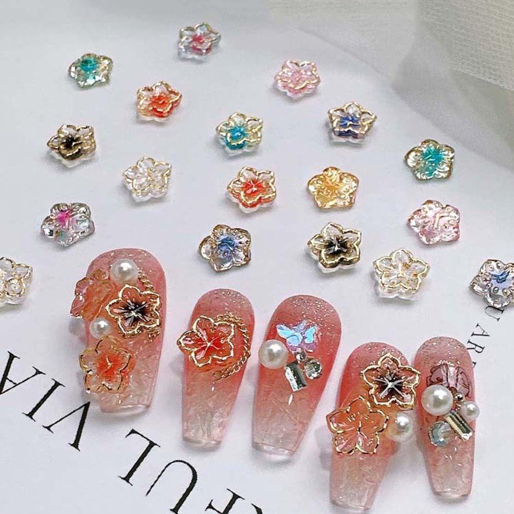 AUGUSTINA Agustina Bunga Hiasan Kuku Resin Fashion Bauhinia Flowers Perhiasan Nail Art Jepang Nail Art Manicure Aksesoris