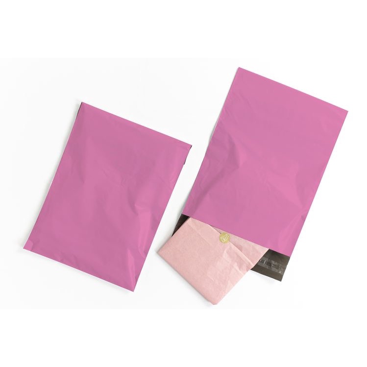 Polymailer Pink 20x30cm 50 (pcs) Plastik Packing Olshop Premium Glossy Perekat Lem Amplop Kemasan Kresek Packing Besar Kecil Tebal Tipis Jaket Hoodie Celana Baju Jilbab Hijab Asesoris Murah Sablon Custom Design