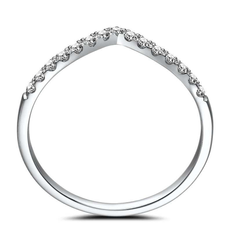 AZ256 【Barang spot】Cincin Berlian Kristal Korea Bentuk V Unik Desain Berlian Sederhana Cincin Aksesoris Wanita Hadiah