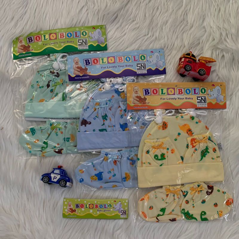 Topi set bayi + Sarung tangan dan kaki bayi JUNGLE GYP OLSHOP