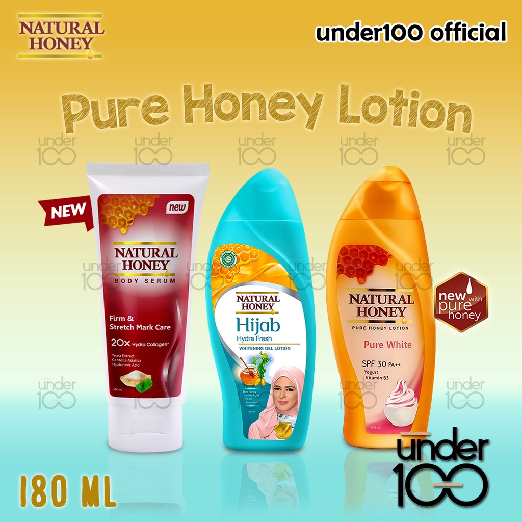 ❤ Under100 ❤ Natural Honey Hand and Body Lotion Hijab Hydra Fresh | Pure White | Body Serum | 180 ml | HALAL | BPOM