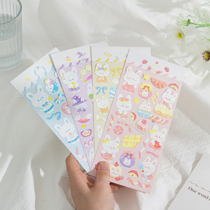 [Gongjin] Bunny Glittery Sticker / Stiker Hiasan Bujo Diary Bullet Journaling