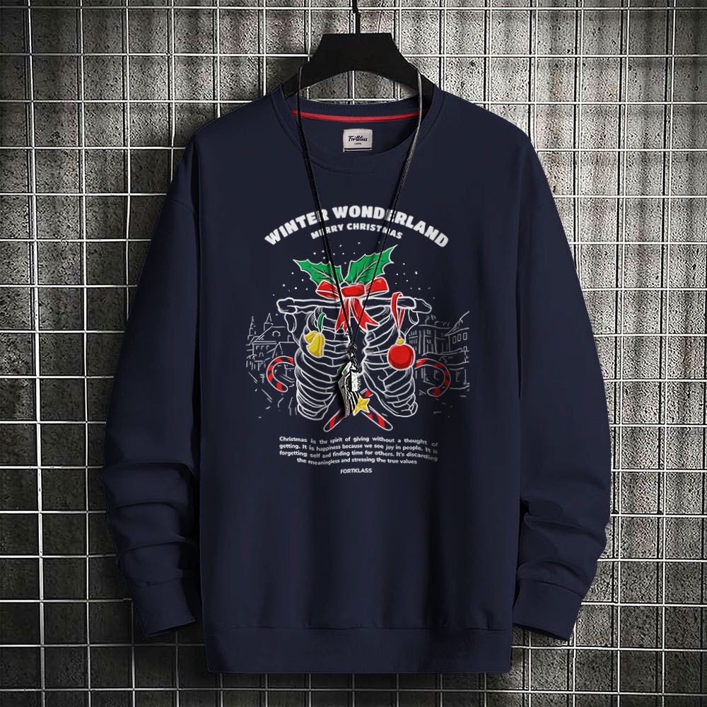 FORTGLASS CHRISTMAS BONE Outerwear Unisex Sweater Sablon Pria Premium Jaket Pria Jumper Sweater