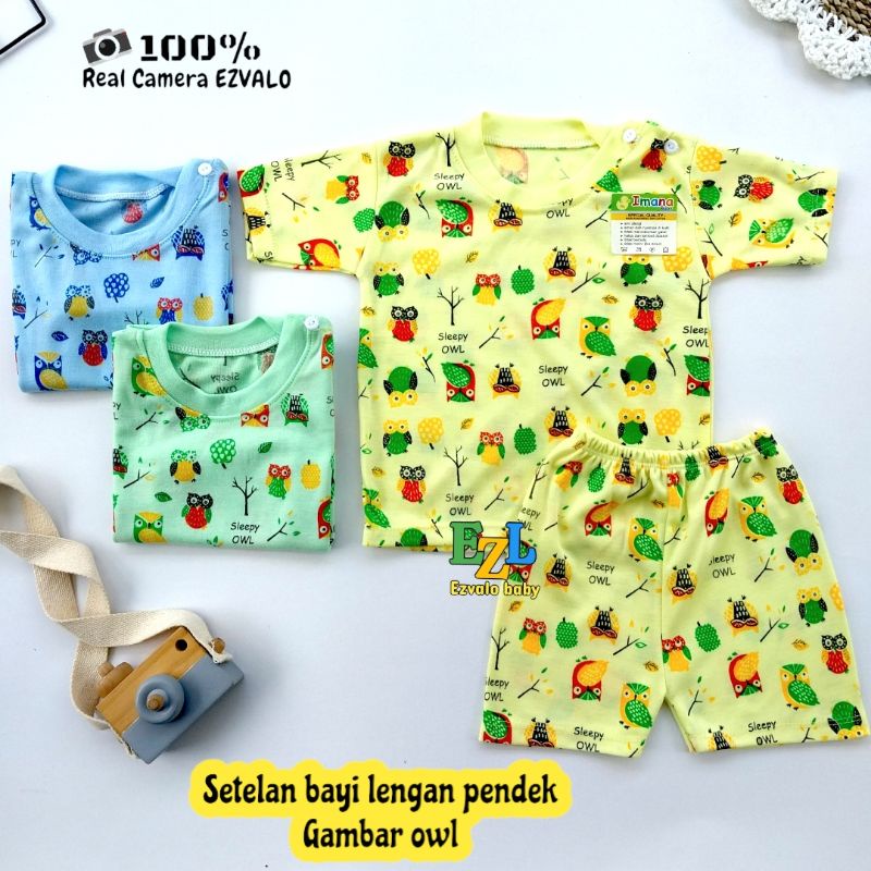 PIYAMA BAYI KAOS OBLONG SETELAN BAYI GAMBAR OWL