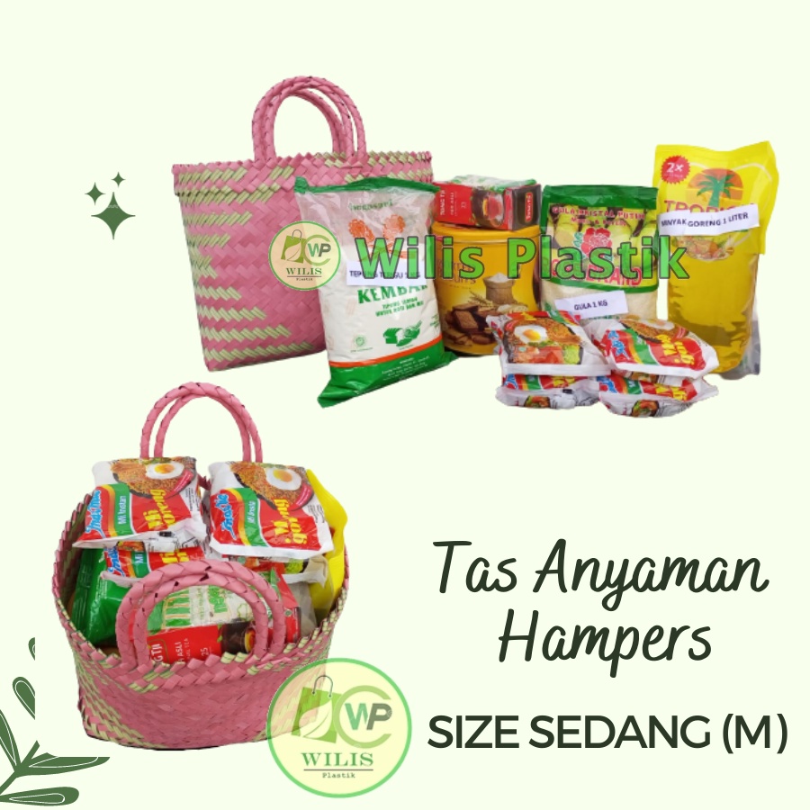 as Anyam Hampers Selamatan Kotak Nasi Ukuran Sedang Size M untuk Hampers Souvenir Parcel Wadah Thinwall Tas Anyaman Plastik Hajatan