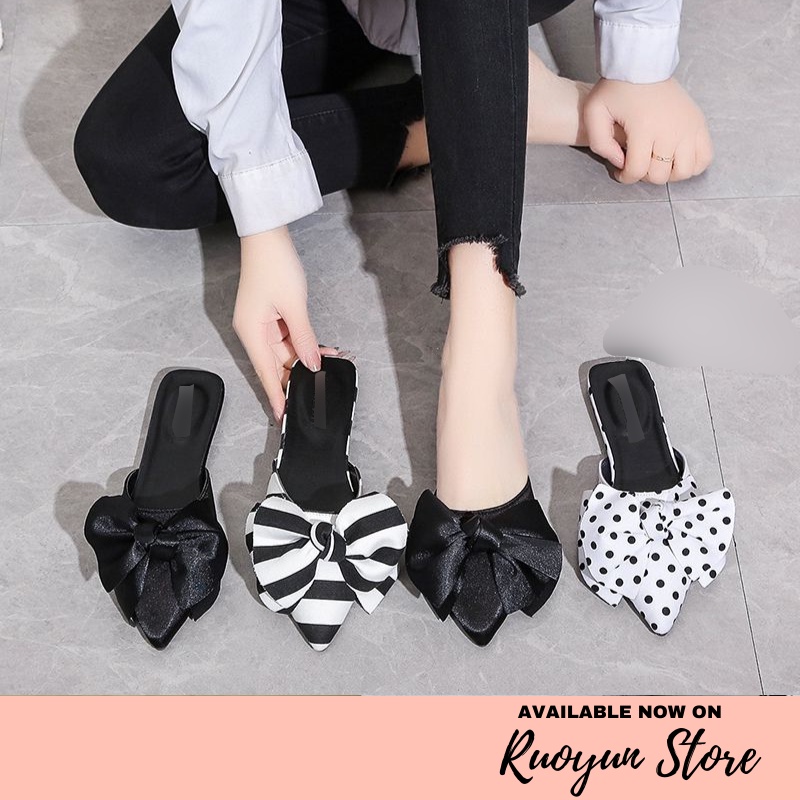 RYX - Lolita Bow Sepatu Slip-On Flat Wanita Fashion Casual / Jalan-Jalan - Ori Import