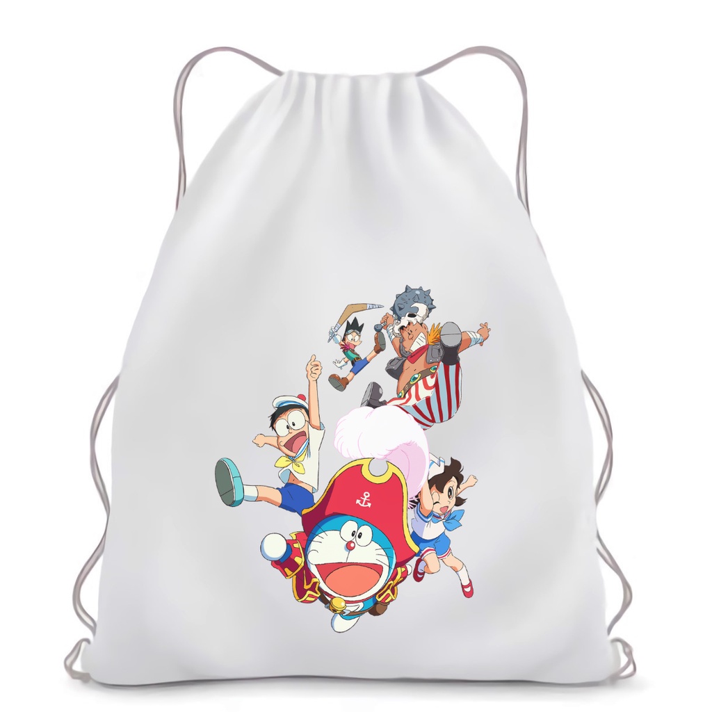 BISA CUSTOM SATUAN Stringbag Ransel serut Printing Doraemon anime manga Jepang Drawstring tas kekinian viral || Kiiyoomii ||