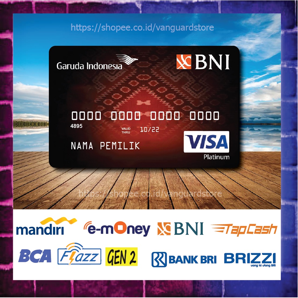 KARTU E MONEY E TOLL KARTU GARUDA INDONESIA BATIK DEBIT CREDIT CARD EMONEY MANDIRI FLAZZ BCA BNI TAPCASH BRIZZI BRI - 1 SISI