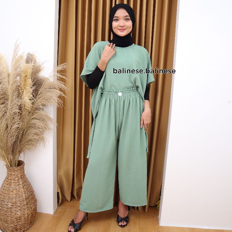 Setelan Blouse Dan Kulot Bahan Cringkle Airflow