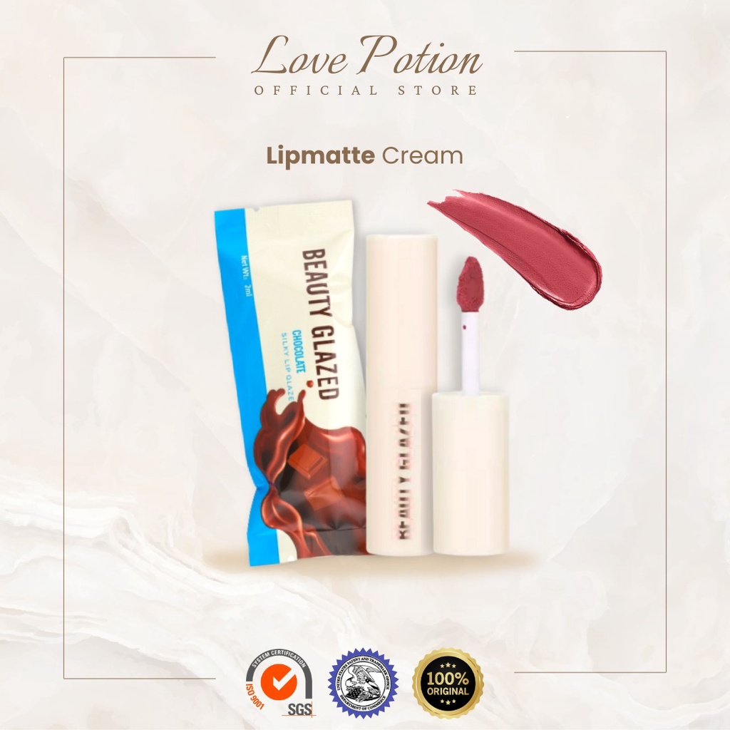 BEAUTY GLAZED WHITE CHOCOLATE NEW LIPSTICK MATTE LONG-LASTING SMOOTH LIQUID LIP GLOSS KEMASAN PUTIH ORIGINAL