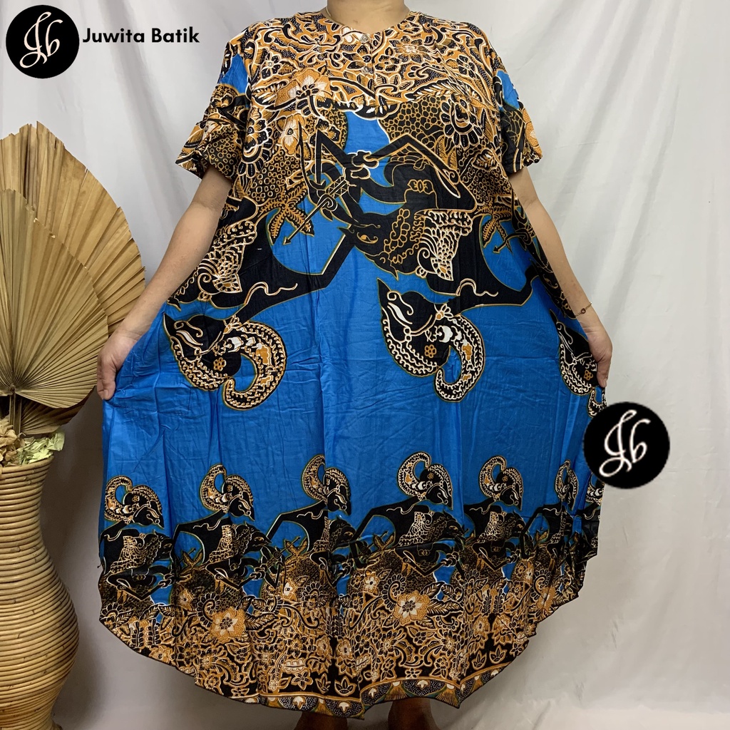 Juwita Batik - Daster Payung Jumbo LD 130 3XL Model Busui Kancing Dada Motif Wayang Seri Warna Busui Friendly Murah Meriah