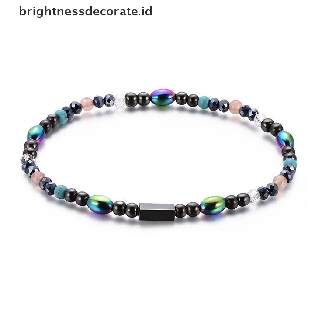 [Birth] Magnetic Beads Batu Hematite Perawatan Kesehatan Penurunan Berat Badan Gelang Kaki Perhiasan [ID]