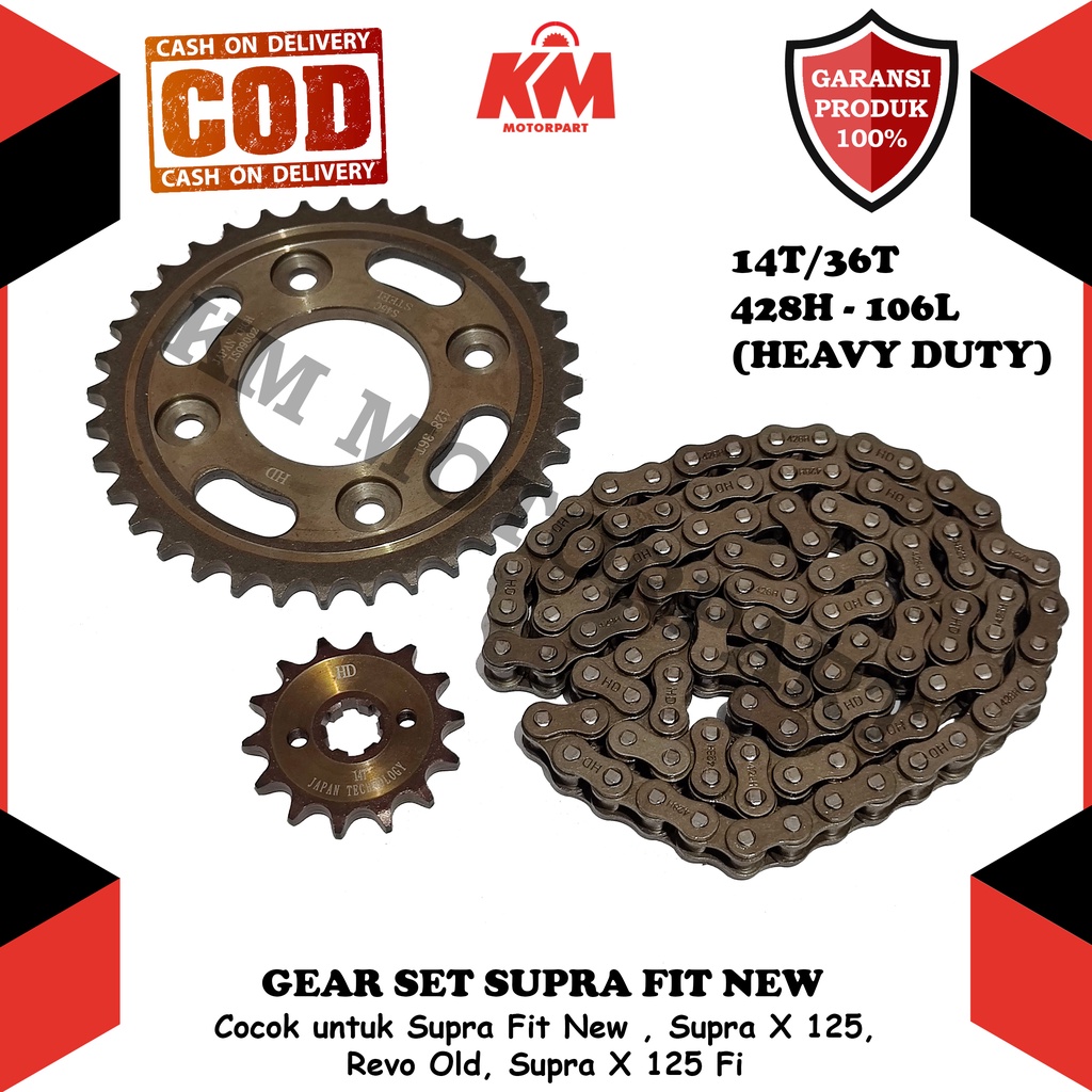 Gear Set Supra Fit New Supra X 125 Revo Old Revo Fit Revo 110 Paket Gir dan Rantai