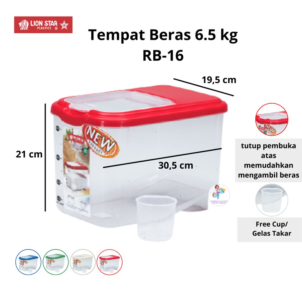 Kotak Beras Tempat Beras Oriza Rice Box 6,5kg RB-16 Lion Star