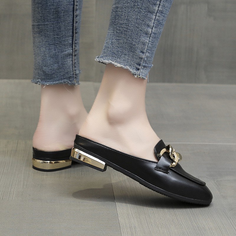 BISA COD! Sepatu Slip Import Retro Chain Slip On Wanita Elegan Premium 0679