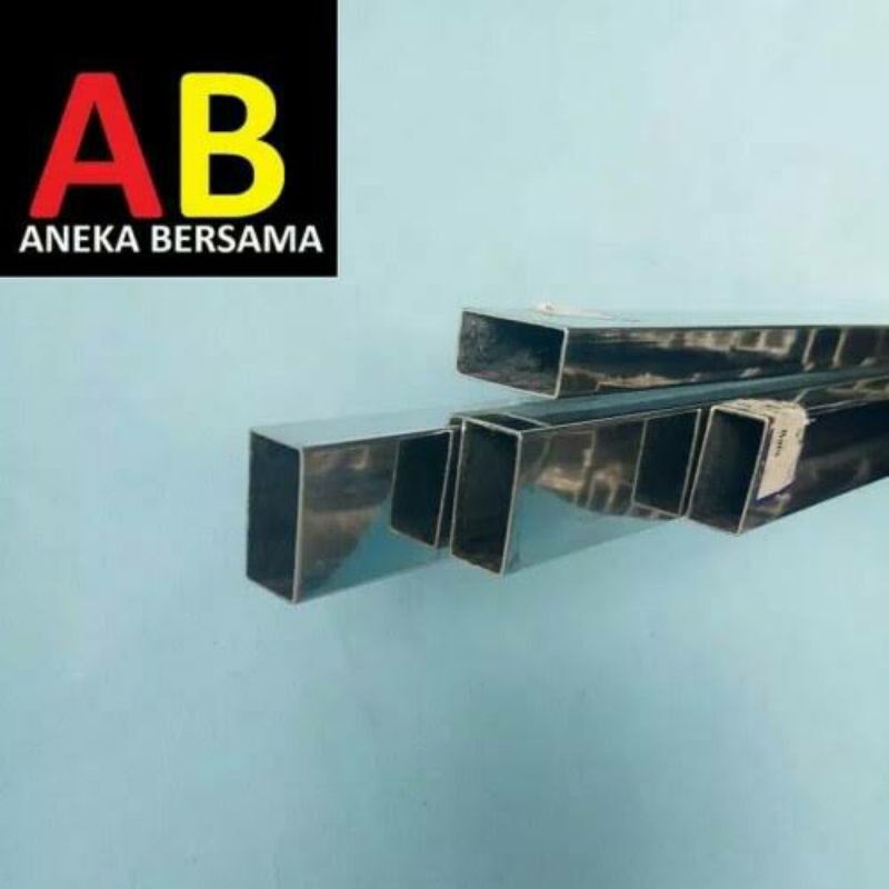 pipa kotak stenlis 1 cm x 2 cm panjang 100 cm holloe stainless 201