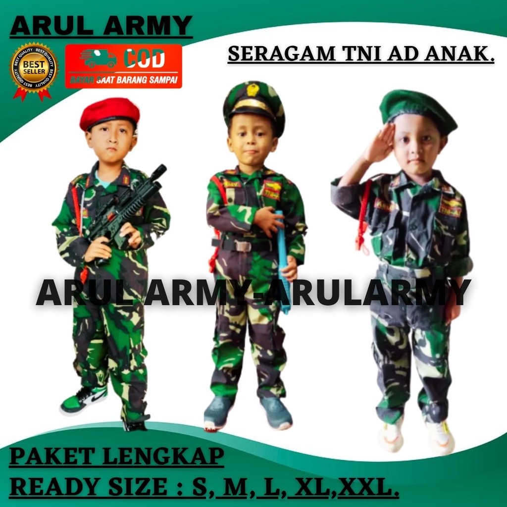 TNI AD ANAK Baju seragam tni ad anak tk paud kostum au al tentara nasional indonesia anak laki perem