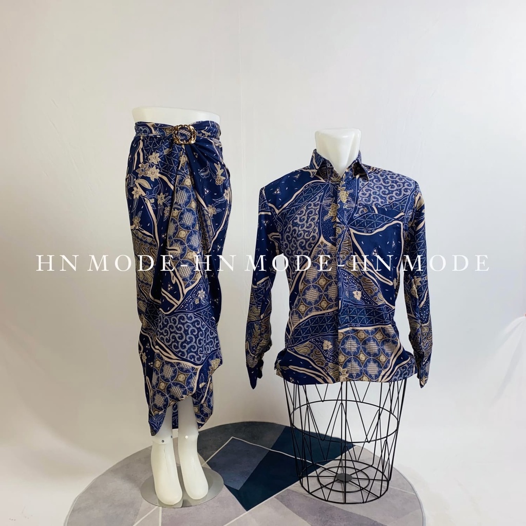 HN MODE - Couple rok lilit batik mix kemeja panjang floral volume 3 / Batik couple terbaru