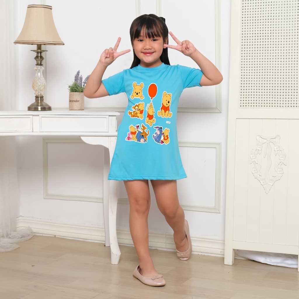 Hzl_outfit dress for girl kids the pooh ballon/dress anak perempuan