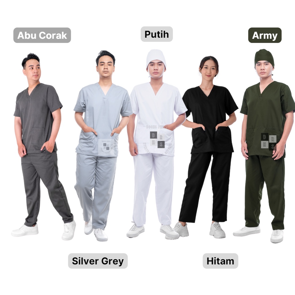 Baju OK  / Baju Jaga / Scrub Medis Lengan Pendek PREMIUM AMERICAN DRILL ( DOCHS MEDIC )