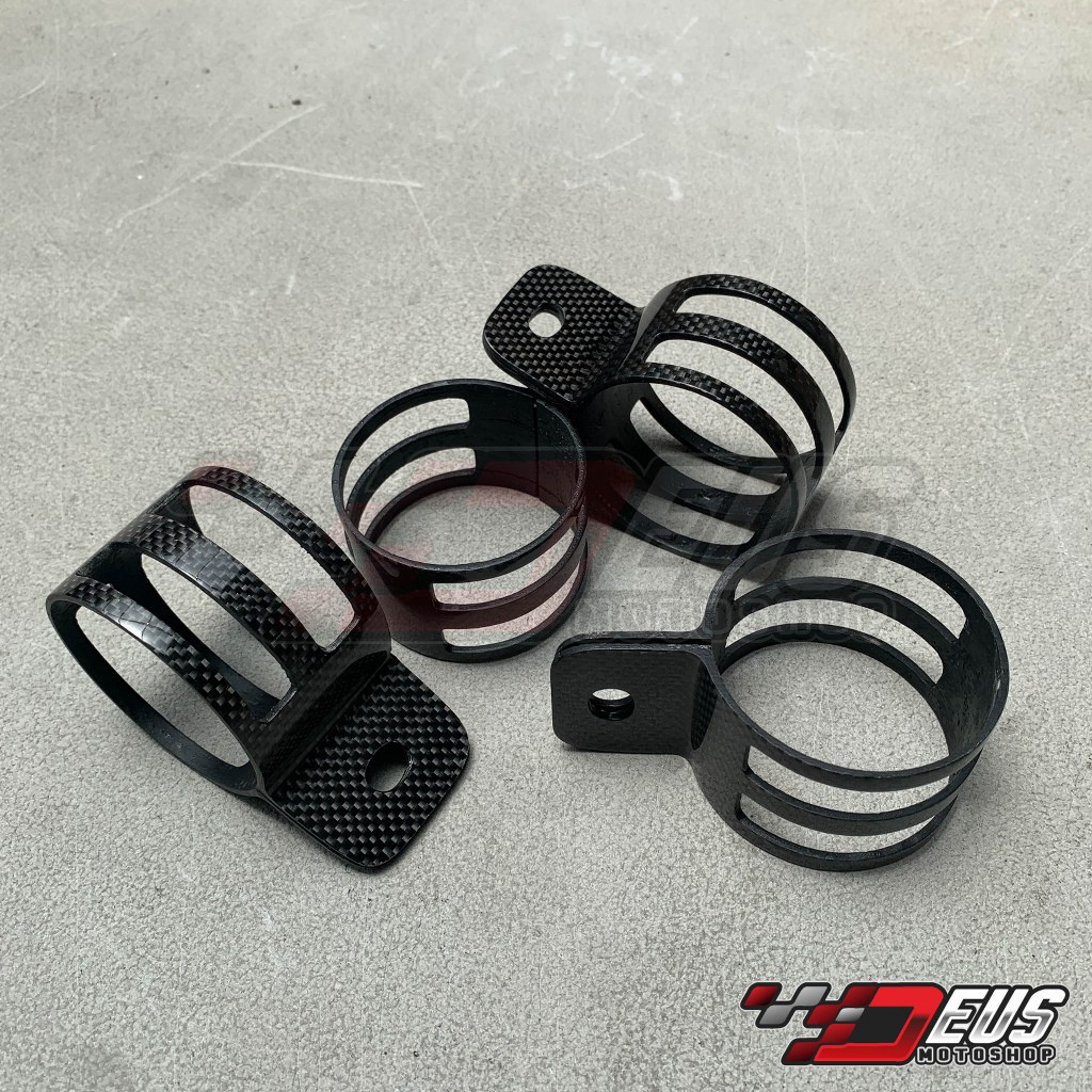 Klem Knalpot 2 tak Carbon Fiber / Bracket Dudukan Silencer 2T 2tak Universal TYGA ABRT KDX Ahau Ninj