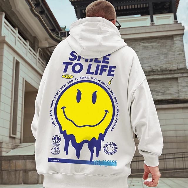 Sweater Hoodie SMILE TO LIFE Jumper Pria Wanita Bahan Fleece Tebal Ukuran S M L XL XXL XXXL