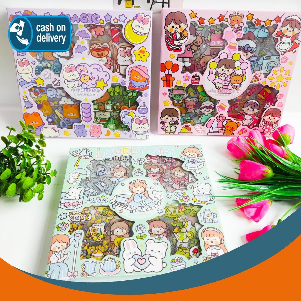 Jual Sticker Box Senmu V Isi Pcsset Daily Manual Cute Pattern Decorative Tape Sticker Gift