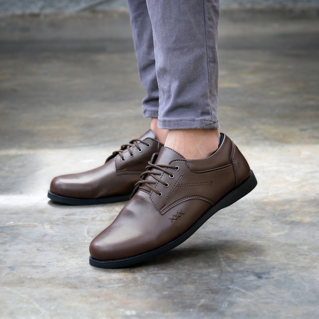 RIONZ X EDGAR SERIES - Sepatu Formal Casual Pantofel Pria Resmi Formal Kasual Hitam Coklat Brown Black Kantor Kuliah Kondangan Kerja Dinas Guru Terbaru Rerlaris Murah