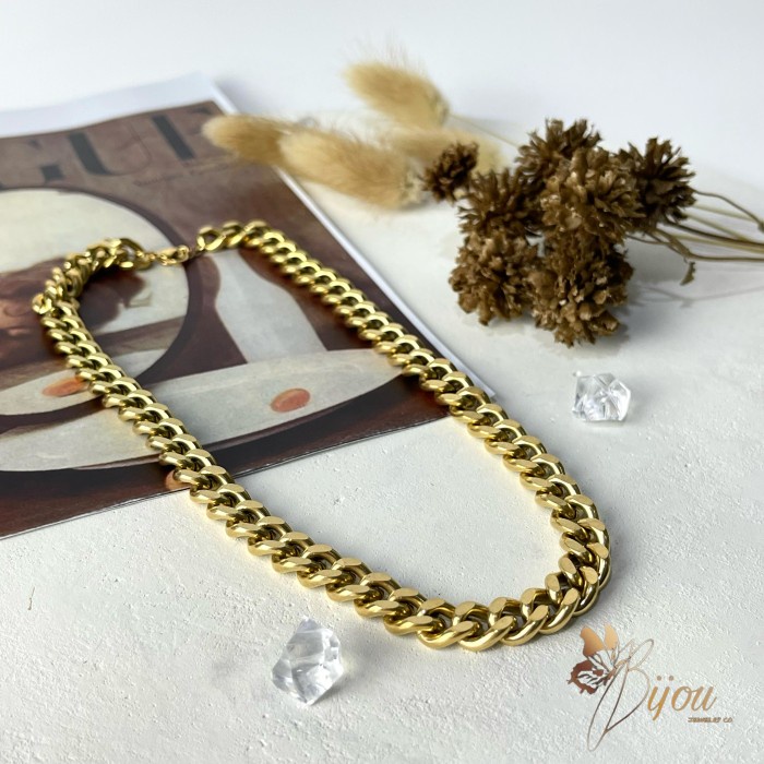 BIJOU Kalung Aksesoris Wanita Pria Stainless Sisik Naga Anti Karat Gold Emas