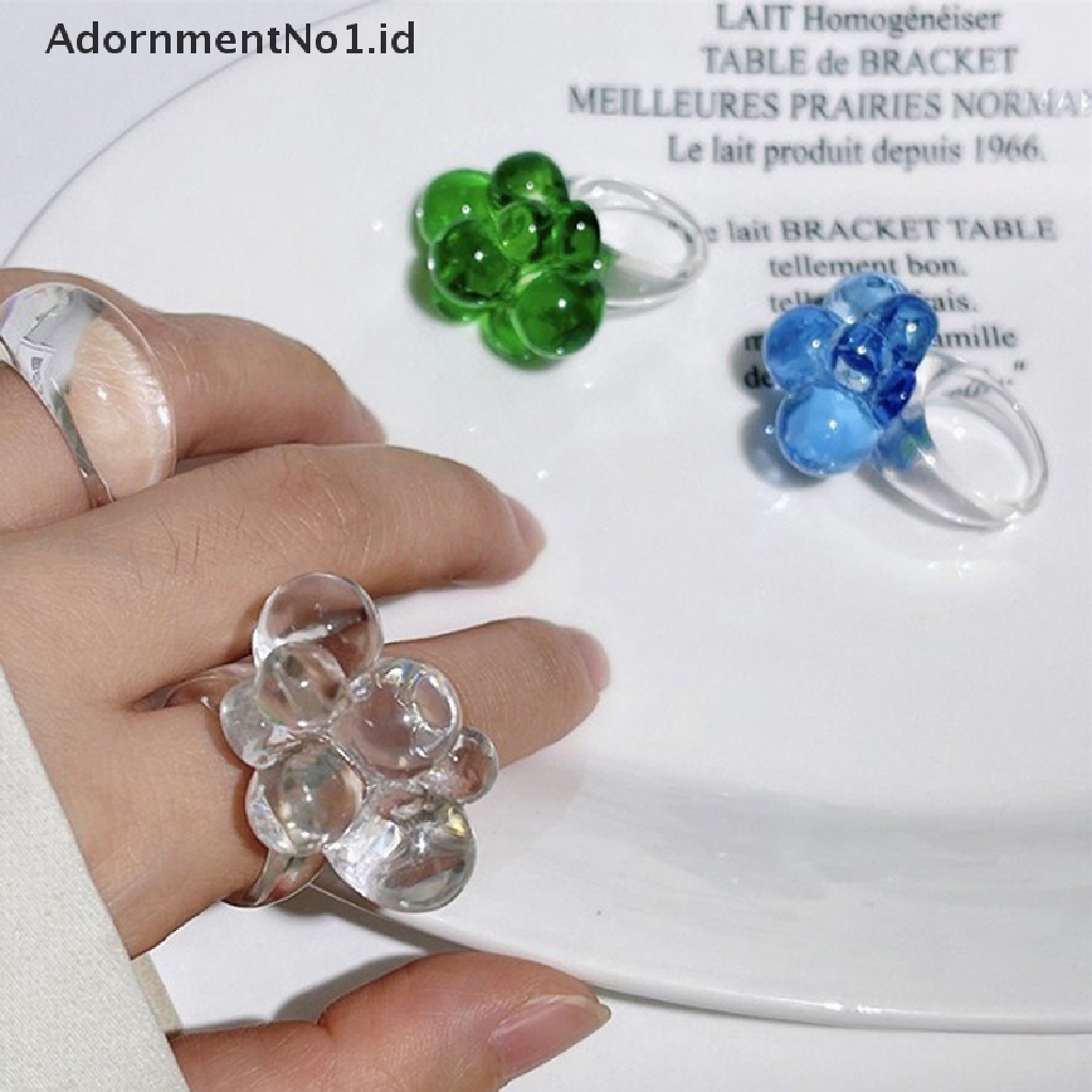 [AdornmentNo1] Baru Warna-Warni Transparan Bunga Akrilik Resin Manik-Manik Geometris Tidak Teratur Cincin Untuk Wanita Gadis Pesta Perhiasan Hadiah [ID]