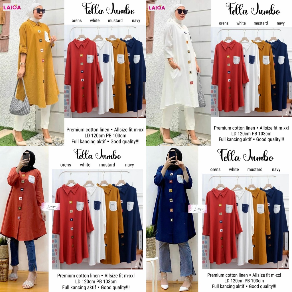 SHAMIR HYEJIN FELLA SYIFA MONZA SERIES TUNIK LINEN IMPORT KOREAN STYLE BY MASILCA