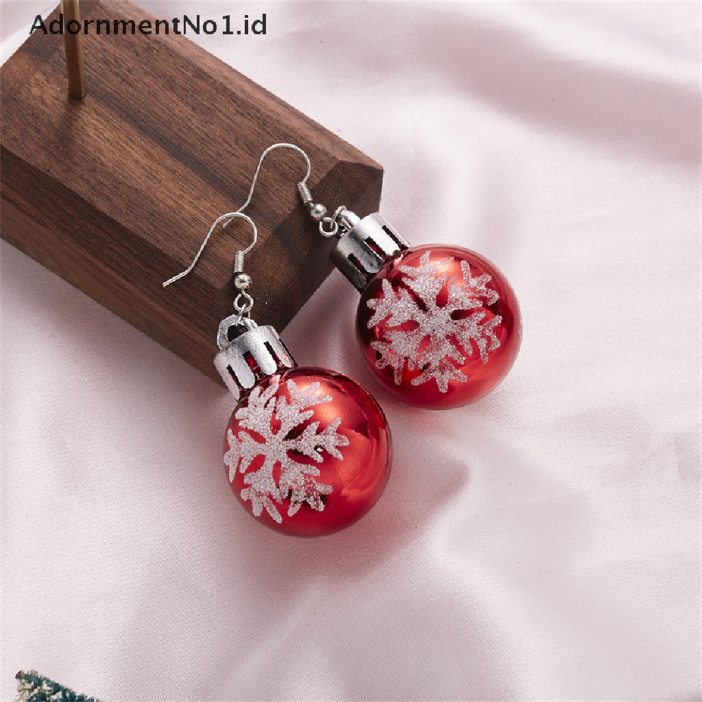 [AdornmentNo1] Vintage Fashion Warna Hijau Merah Bintang Bola Anting Natal Wanita Resin Earring Perhiasan Hadiah [ID]