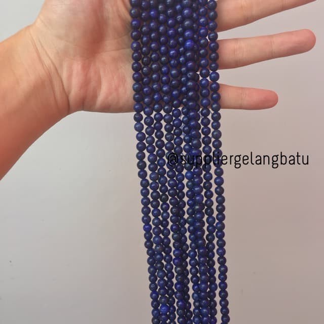 batu afghanistan lapiz lazuli bahan gelang kalung rencengan biru 6mm