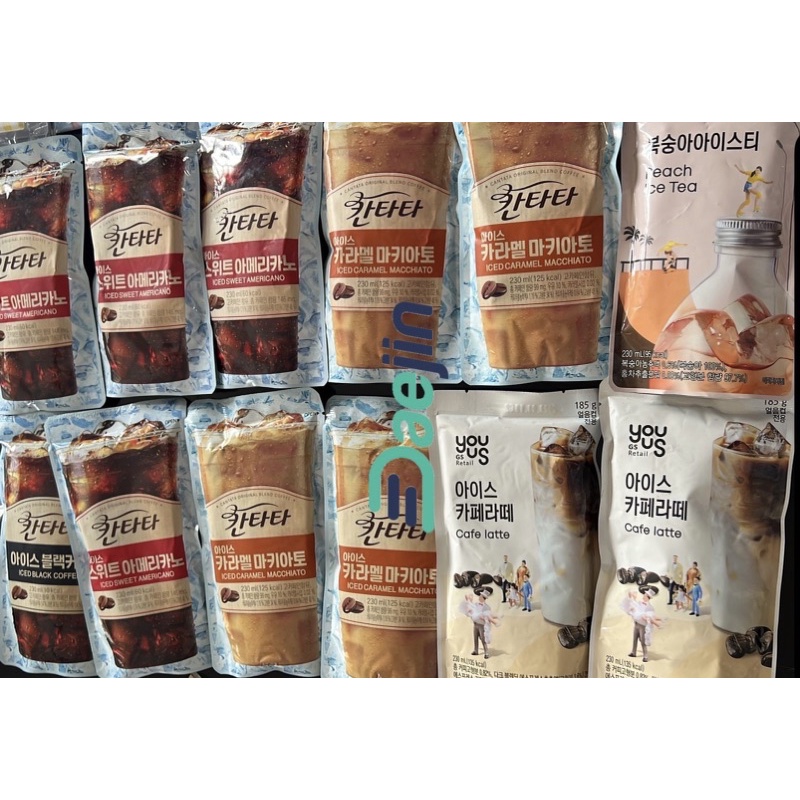 

minuman convenience store korea (GS, CU, EMART) kopi coffee ice sweet americano black caramel macchiato cafe latte ice lemonade peach