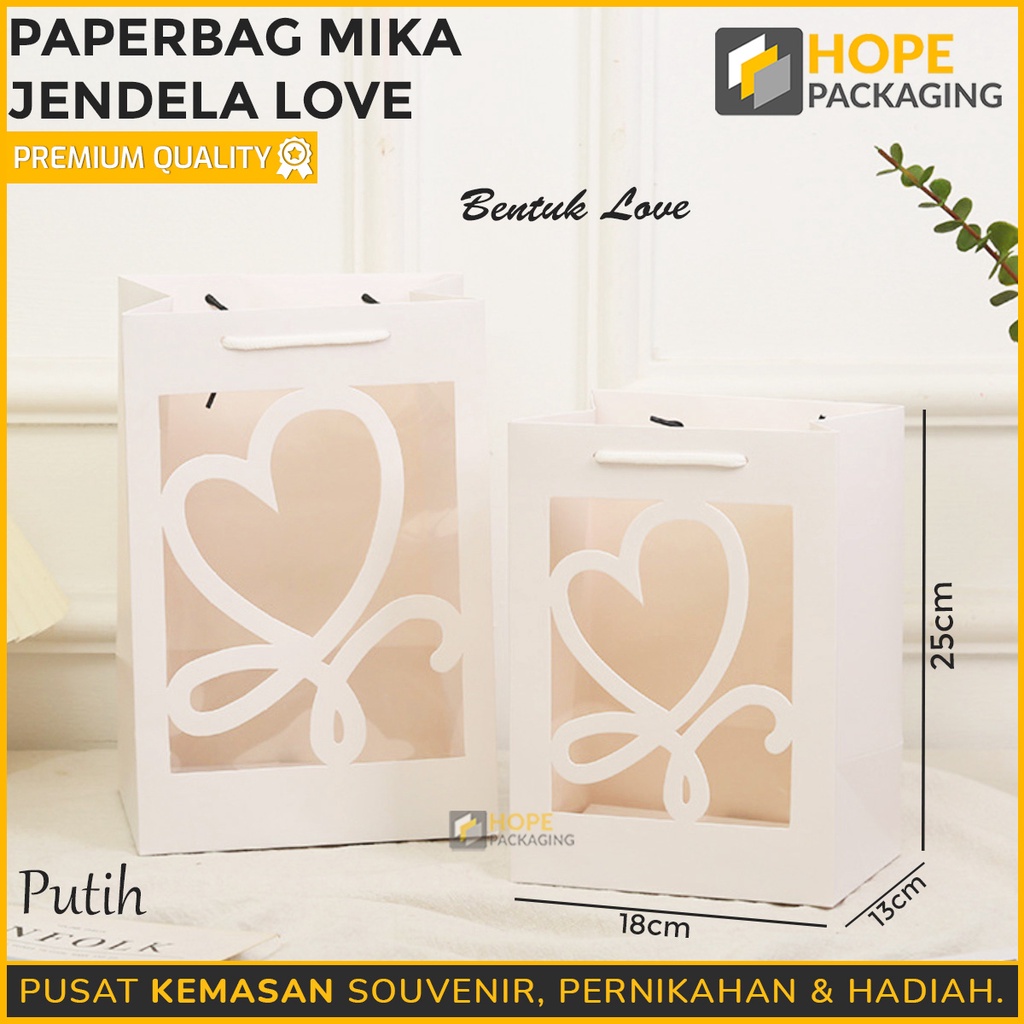 Paperbag Mika Jendela Love Hadiah Valentine / Paperbag Flower Bouquet Mini / Paper Bag Premium Mika