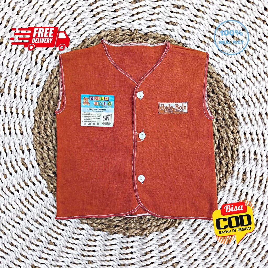 SALE 7.7 Serian Merah Bata - 3 pcs Baju Bayi Kutung Bayi Baru Lahir 0 sd 3 Bulan Brick Red Series merk SNI Bolo - Bolo