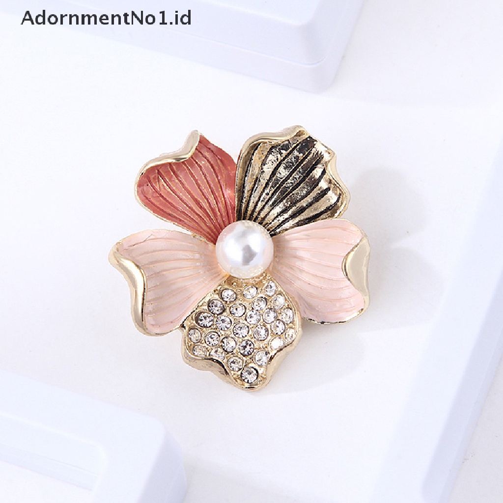 [AdornmentNo1] Fashion Kristal Berlian Imitasi Mutiara Bunga Bros Pin Wanita Gadis Anti-exposure Brooch [ID]