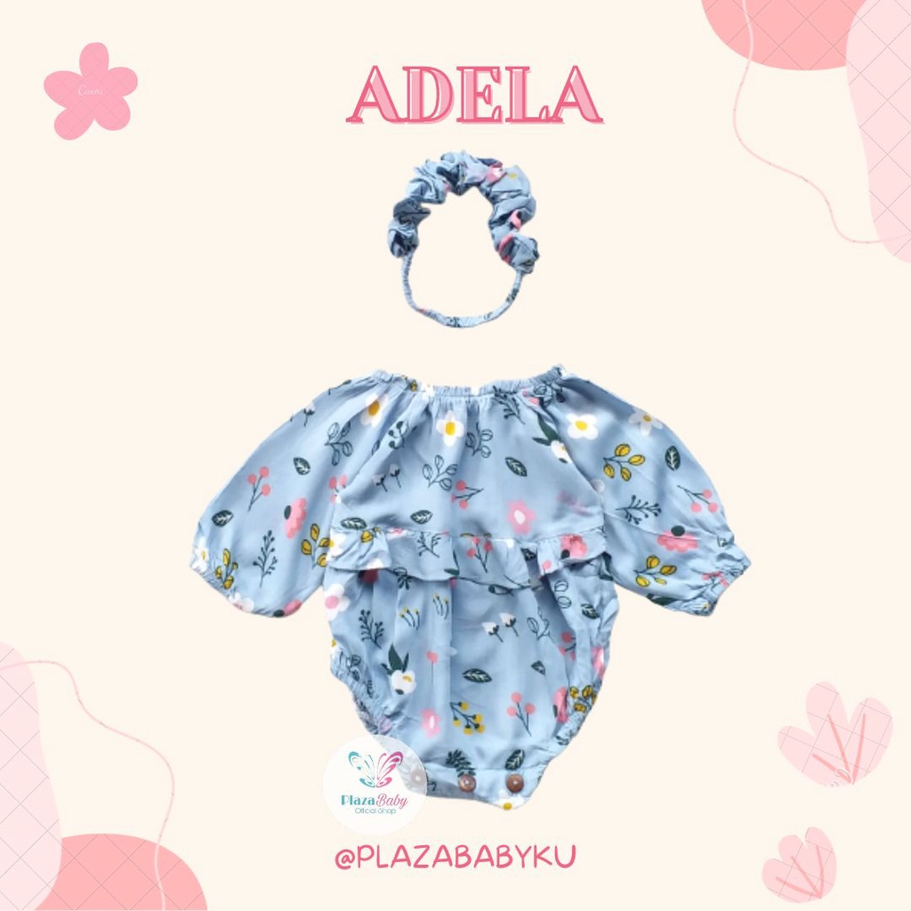 PROMO 7.7 plazababyku ADELA romper jumpsuit bayi motif bunga yang lucu + free headband BUBIBEE