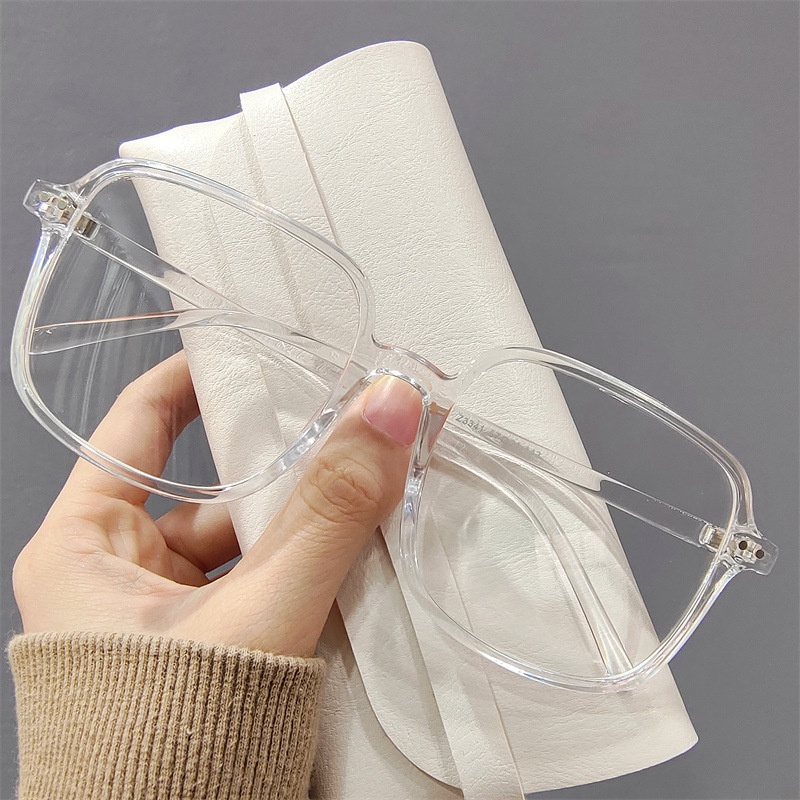 (YUZHU) Korea Fashion Oversized Square Frame Anti Blue Light Kacamata Mode Baru Bingkai Transparan Anti Radiasi Kacamata Wanita