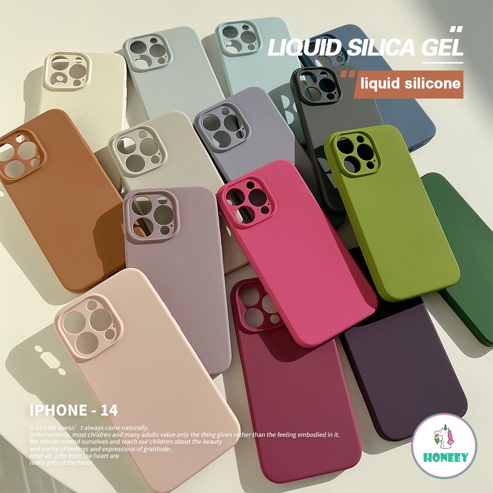 IPHONE Macaron Case Ponsel Silikon Cair Kompatibel Untuk Iphone14 13 12 11 Pro Max 14 Pro Max Shockproof Matte Liquid Silicone Lembut TPU Back Phone Cover