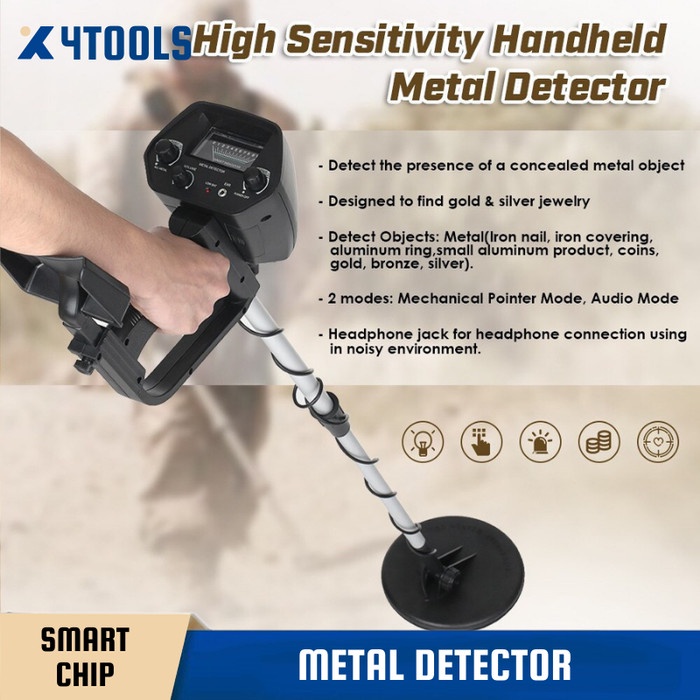 METAL DETECTOR ALAT DETEKSI LOGAM EMAS DI TANAH PORTABLE