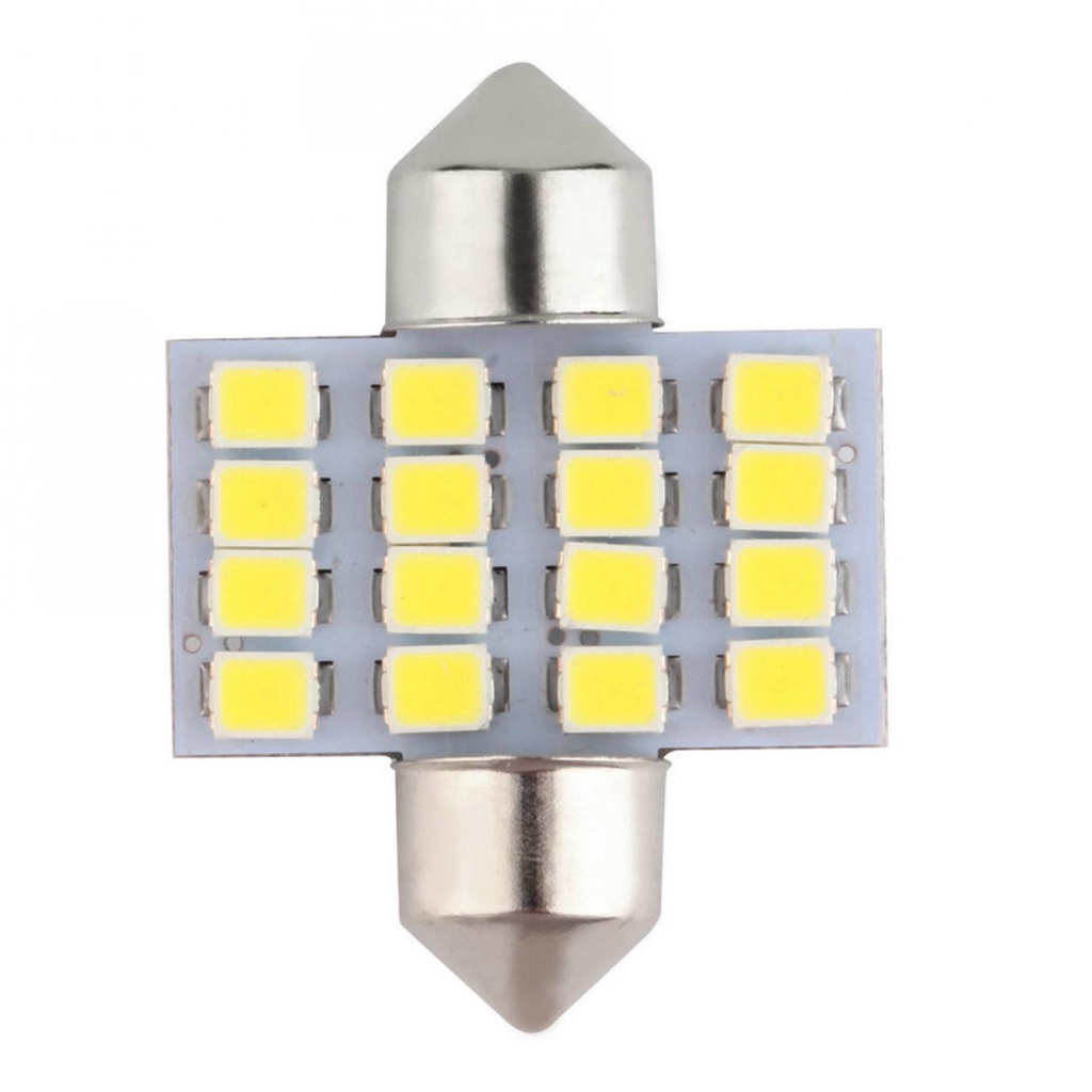 ( 100% BARANG ORI ) Lukstar Lampu Mobil LED Super White 31mm Festoon 16 SMD 1210 2 PCS